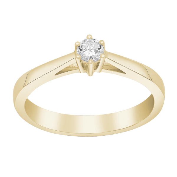 Afrodite, guld solitaire serie med 0,15 ct Wesselton / SI