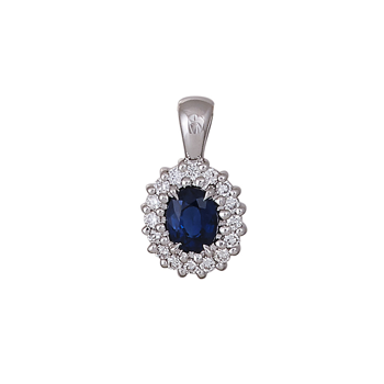 Vedhæng i 14 karat hvidguld med diamant 0,07 ct W/SI og safir fra Siersbøl – forhandlet hos Houmann.dk