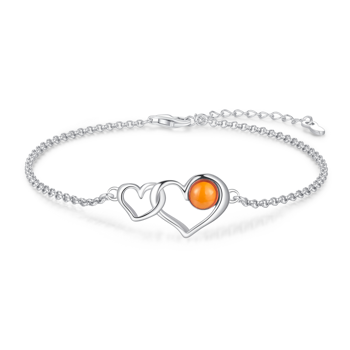 Armbånd i rhodineret sterling sølv med hjerte – Støvring Design