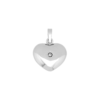 Vedhæng med hjerte i rhodineret sterling sølv og zirkonia, 20x15 mm fra Siersbøl – forhandlet hos Houmann.dk
