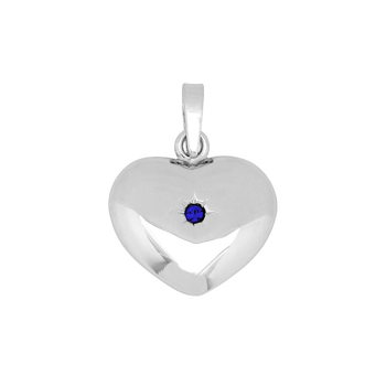 Vedhæng med hjerte i rhodineret sterling sølv og safir, 20x15 mm fra Siersbøl – forhandlet hos Houmann.dk