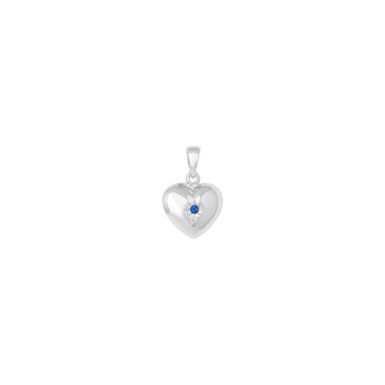 Vedhæng med hjerte i rhodineret sterling sølv og safir, 17x10 mm fra Siersbøl – forhandlet hos Houmann.dk
