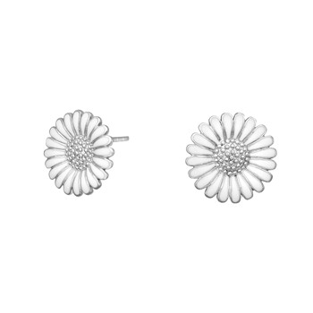 Ørestikker med marguerit i rhodineret sterling sølv, 10 mm fra Siersbøl – forhandlet hos Houmann.dk