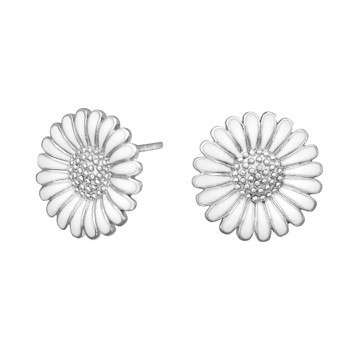 Ørestikker med marguerit i rhodineret sterling sølv, 15 mm fra Siersbøl – forhandlet hos Houmann.dk