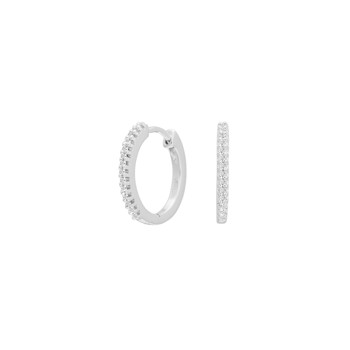 Creoler i 14 karat hvidguld med diamant 0,10 ct W/SI, 16 mm fra Siersbøl – forhandlet hos Houmann.dk
