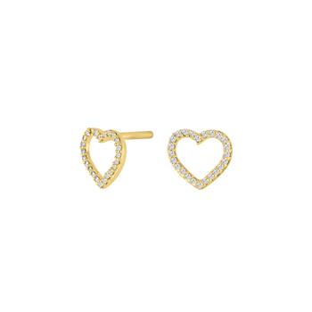 Ørestikker med hjerte i 14 karat guld og diamant 0,06 ct W/SI fra Siersbøl – forhandlet hos Houmann.dk