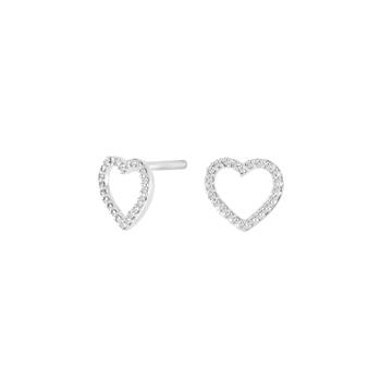 Ørestikker med hjerte i 14 karat hvidguld og diamant 0,06 ct W/SI fra Siersbøl – forhandlet hos Houmann.dk