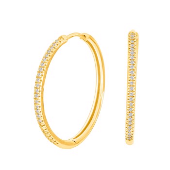 Creoler i 14 karat guld med diamant 0,15 ct W/SI, 23 mm fra Siersbøl – forhandlet hos Houmann.dk