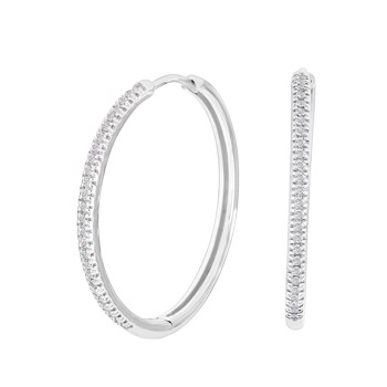 Creoler i 14 karat hvidguld med diamant 0,15 ct W/SI, 23 mm fra Siersbøl – forhandlet hos Houmann.dk