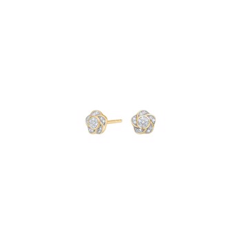 Ørestikker med blomst i 14 karat guld og diamant 0,06 ct W/SI fra Siersbøl – forhandlet hos Houmann.dk