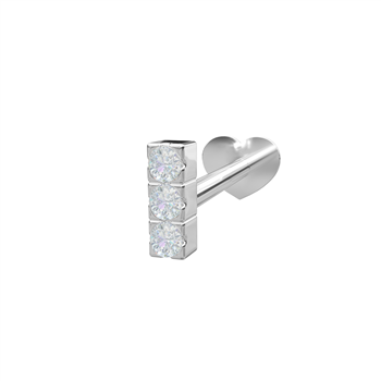 Nordahl rhodineret sølv Labret-piercing 3 CZ 4,4mm Grab PIERCE52