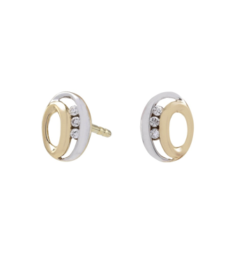 Ørestikker i 14 karat guld med diamant 0,030 ct W/SI, bicolor fra Siersbøl – forhandlet hos Houmann.dk