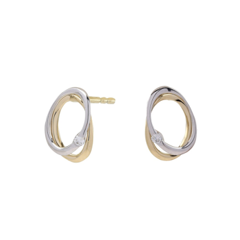 Ørestikker i 14 karat guld med diamant 0,030 ct W/SI, bicolor fra Siersbøl – forhandlet hos Houmann.dk