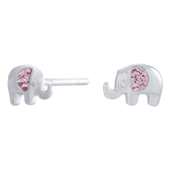 Noa Kids rhodineret sølvørestikker elefant med pink zirkonia