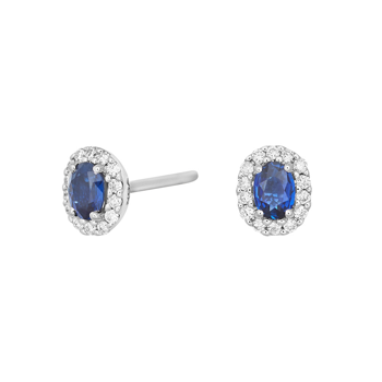 Ørestikker i 14 karat hvidguld med diamant 0,09 ct W/SI og safir fra Siersbøl – forhandlet hos Houmann.dk