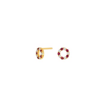 Ørestikker med cirkel i 14 karat guld og rubin 0,13 ct W/SI fra Siersbøl – forhandlet hos Houmann.dk