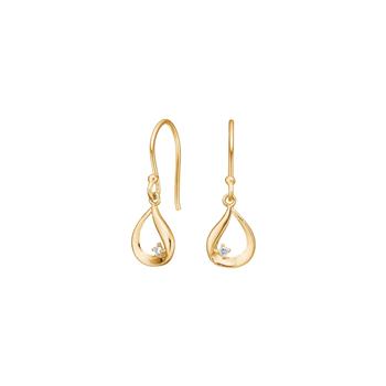 14 kt. guldørehængere m. 0,018ct W/SI, fra Siersbøl