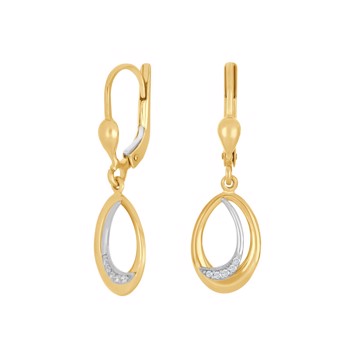 Ørehængere i 8 karat guld med zirkonia, bicolor fra Siersbøl – forhandlet hos Houmann.dk