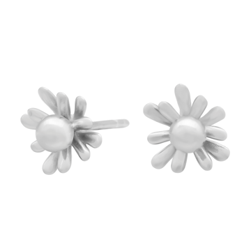 Ørestikker med blomst i rhodineret sterling sølv, 10 mm fra Siersbøl – forhandlet hos Houmann.dk