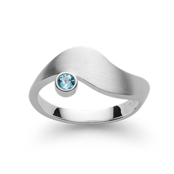 Ring i rhodineret 925 sterling sølv med blå topas 0,13 ct, satinmat – Bastian Inverun