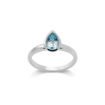 Ring i rhodineret 925 sterling sølv med blå topas 1,12 ct, poleret – Bastian Inverun