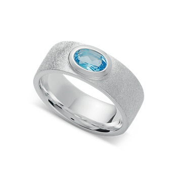Ring i 925 sterling sølv med blå topas 0,54 ct, mat/poleret – Bastian Inverun