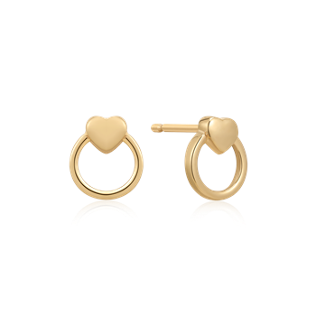 Ørestikker i 8 karat guld med hjerte, 7 x 3 mm – Støvring Design