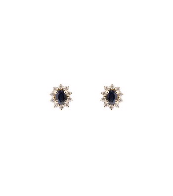 L&G ørestik 14 karat roset safir med brillanter 0,20 ct. Wsi