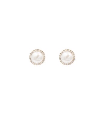 L&G ørestik 14 karat roset ferskvperle 0,20 carat Wsi