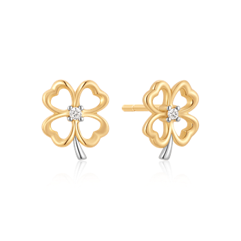 Ørestikker i 8 karat guld med zirkonia, 9 x 8 mm – Støvring Design