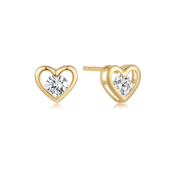 Ørestikker i 8 karat guld med hjerte – Støvring Design