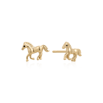 Ørestikker i 8 karat guld med hest, 6 x 4 mm – Støvring Design