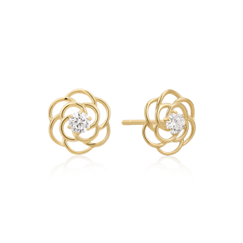 Ørestikker i 8 karat guld med gul zirkonia – Støvring Design