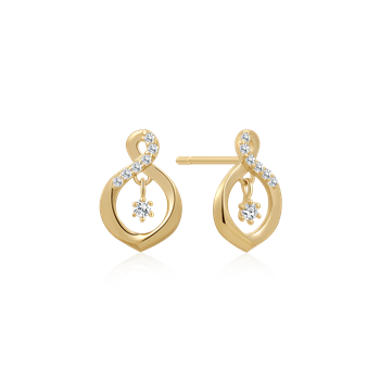 Ørestikker i 8 karat guld med gul dråbe zirkonia, 10 x 5 mm – Støvring Design