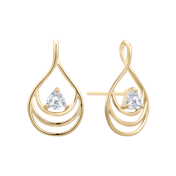 Ørestikker i 8 karat guld med gul dråbe zirkonia, 10 x 5 mm – Støvring Design