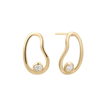 Ørestikker i 8 karat guld med gul oval zirkonia, 10 x 5 mm – Støvring Design