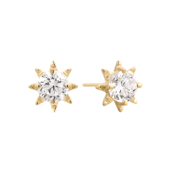 Ørestikker i 8 karat guld med gul zirkonia – Støvring Design