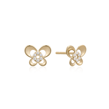 Ørestikker i 8 karat guld med zirkonia, 6 x 4 mm – Støvring Design