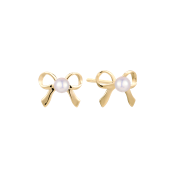 Ørestikker i 8 karat guld med ferskvandsperle, 6 x 4 mm – Støvring Design