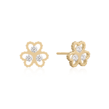 Ørestikker i 8 karat guld med gul hjerte zirkonia – Støvring Design