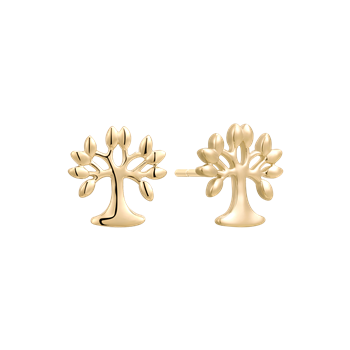 Ørestikker i 8 karat guld med livets træ, 11 x 6 mm – Støvring Design