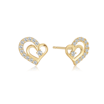 Ørestikker i 8 karat guld med gul hjerte zirkonia – Støvring Design