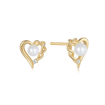 Ørestikker i 8 karat guld med gul hjerte zirkonia – Støvring Design
