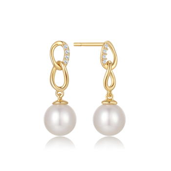 Ørestikker i 8 karat guld med gul oval zirkonia – Støvring Design