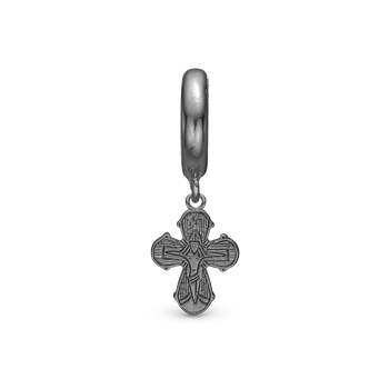 Christina Dagmar Cross charm – sort sølv, 6 mm til Classic læderarmbånd