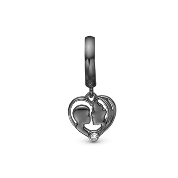 Christina Mother and Child charm – sort sølv, 6 mm til Classic læderarmbånd