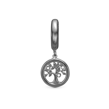 Christina Topaz Tree of Life charm – sort sølv, 6 mm til Classic læderarmbånd