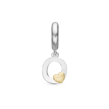 Christina Initial charm med hjerte – bogstav O, 6 mm til Classic læderarmbånd