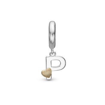 Christina Initial charm med hjerte – bogstav P, 6 mm til Classic læderarmbånd