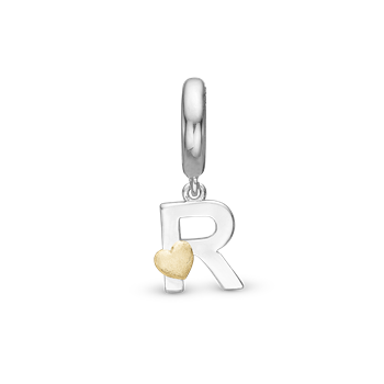 Christina Initial charm med hjerte – bogstav R, 6 mm til Classic læderarmbånd